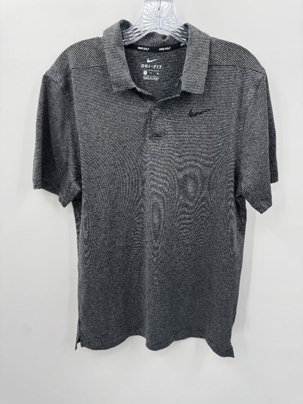 Golf Course Country Club Athleisure Striped Polo Shirt Mens Small Black Grey